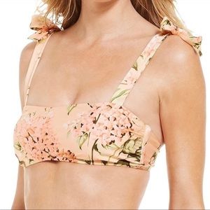 Chelsea & Violet Petal Pusher Floral Print Tie Shoulder Bandeau Bikini Top